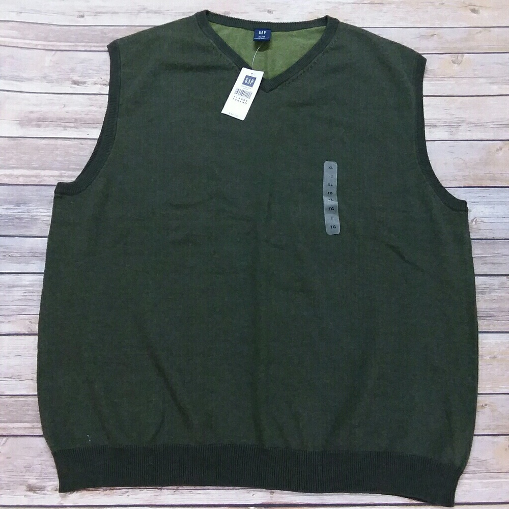 GAP Olive Men's V-Neck Sweater Vest NWT XL